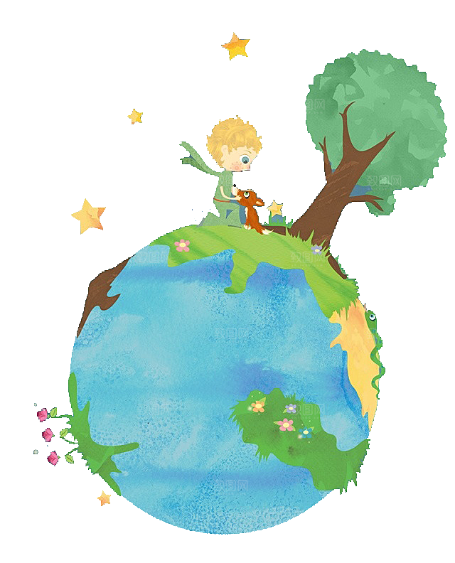创意手绘地球星球PNG免抠元素透明背景图