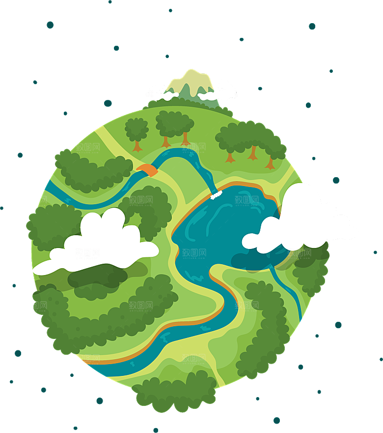 创意手绘地球星球PNG免抠元素