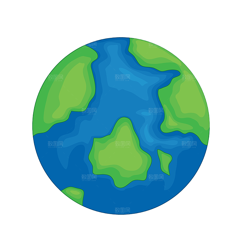 创意手绘地球星球PNG免抠元素透明背景图