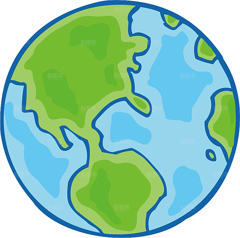 创意手绘地球星球PNG免抠元素透明背景图
