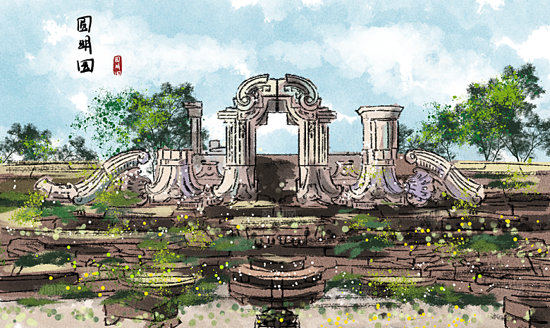 中国风水墨古典山水国画装饰壁画墙贴背景