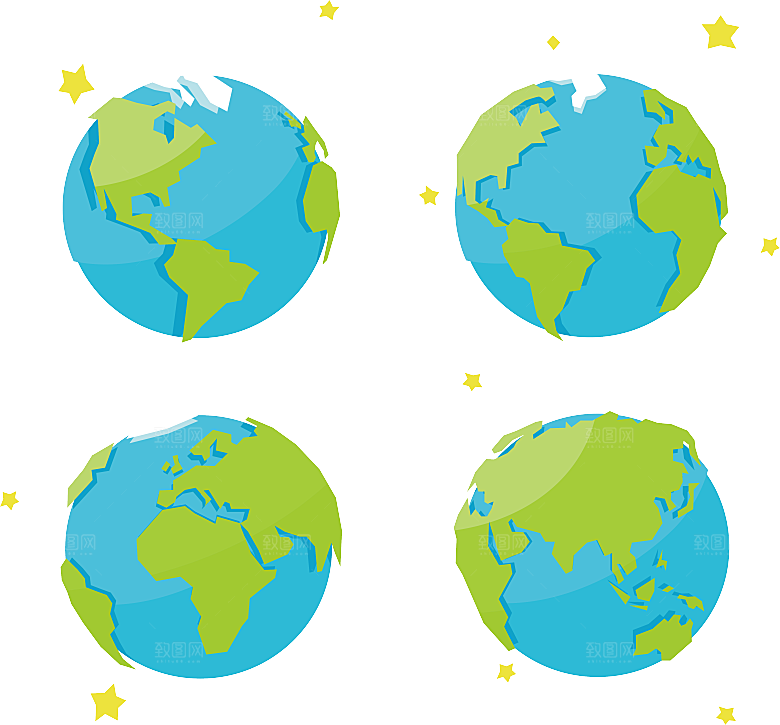 创意手绘地球星球PNG免抠元素透明素材