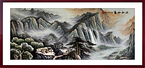 中国风水墨古典山水国画装饰壁画墙贴背景