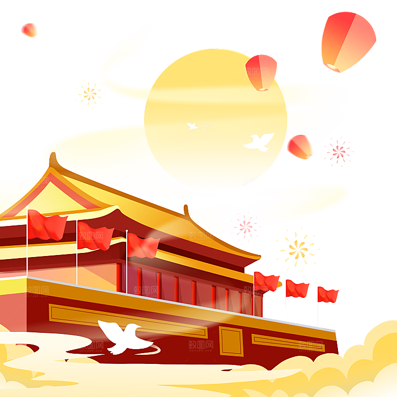 北京天安门png免抠透明国庆元素图