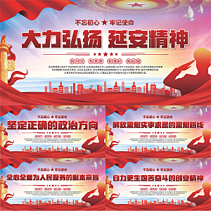 延安精神党建展板系列