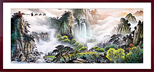 中国风水墨古典山水国画装饰壁画墙贴背景