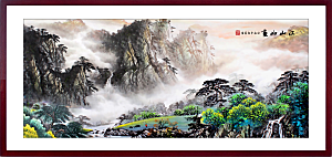 中国风水墨古典山水国画装饰壁画墙贴背景