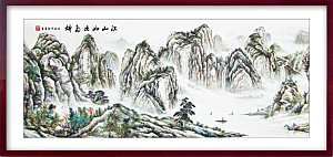 中国风水墨古典山水国画装饰壁画墙贴背景