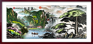 中国风水墨古典山水国画装饰壁画墙贴背景