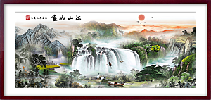 中国风水墨古典山水国画装饰壁画墙贴背景