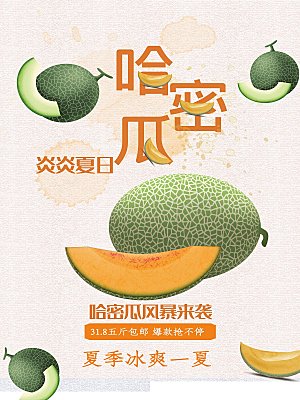 新鲜水果哈密瓜海报
