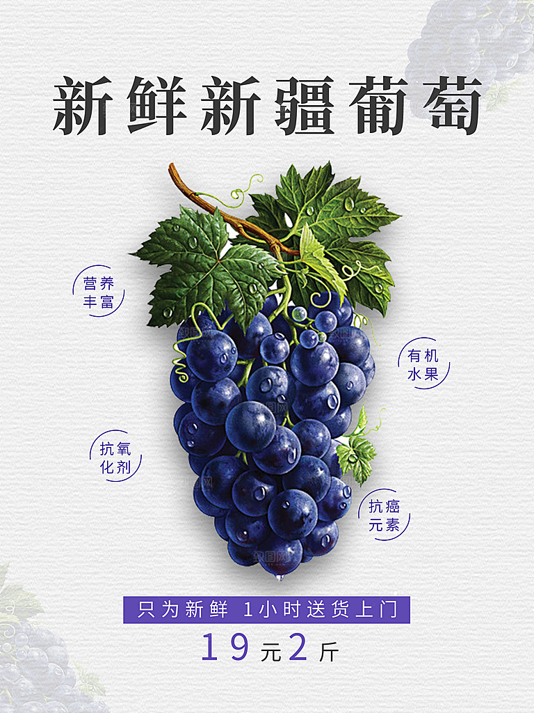 新鲜新疆葡萄海报