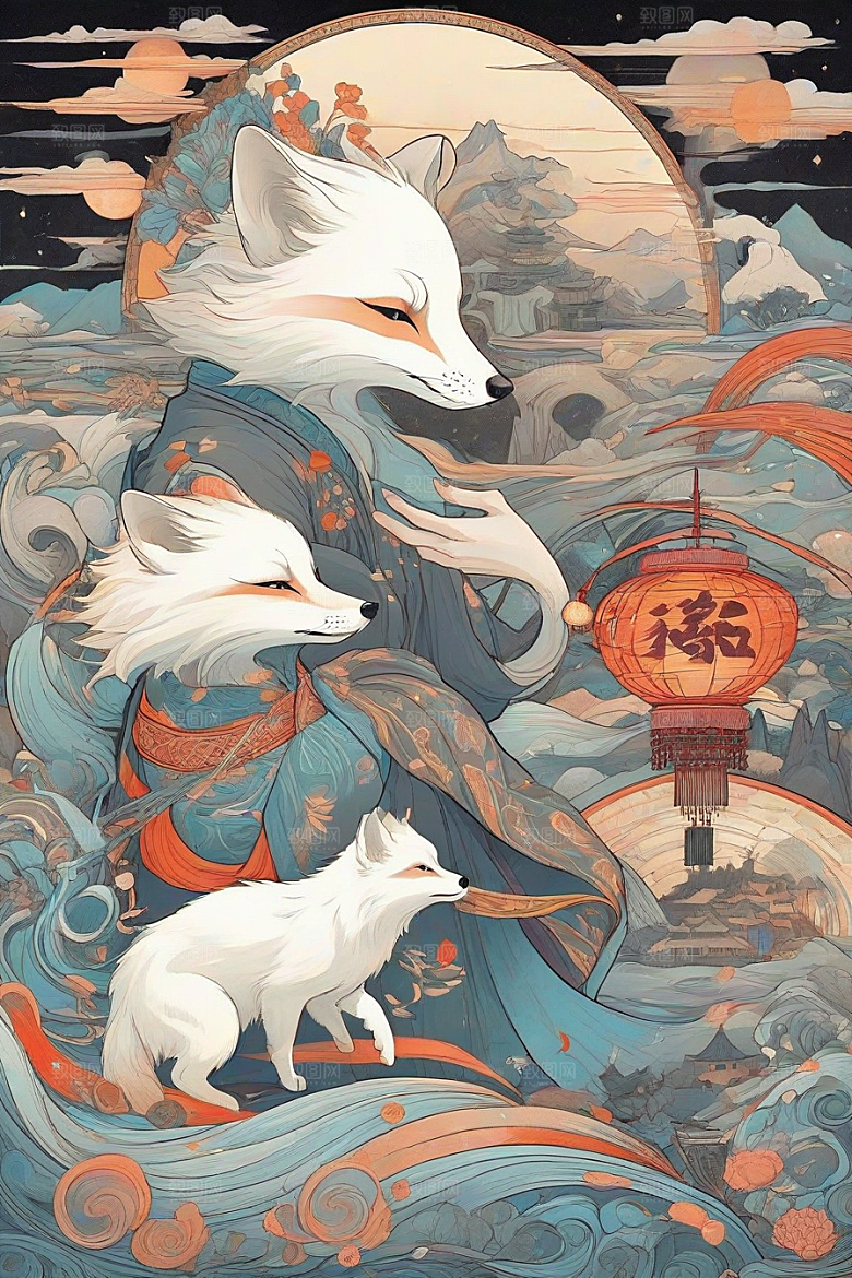 艺术的魅力中国白极地狐狸壁画赏析