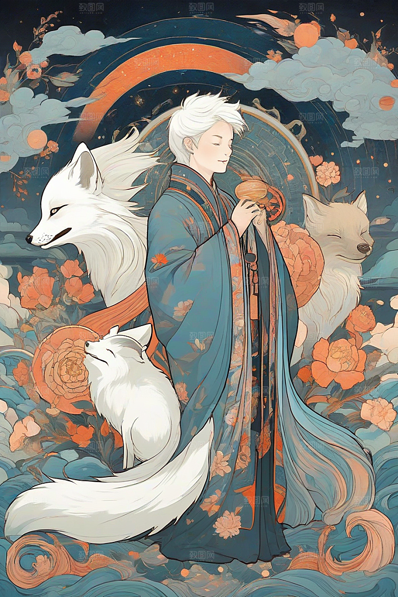 艺术的魅力中国白极地狐狸壁画赏析