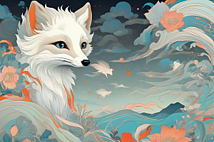 艺术的魅力中国白极地狐狸壁画赏析