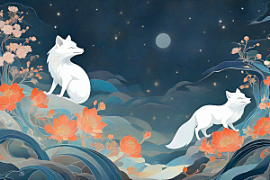 艺术的魅力中国白极地狐狸壁画赏析