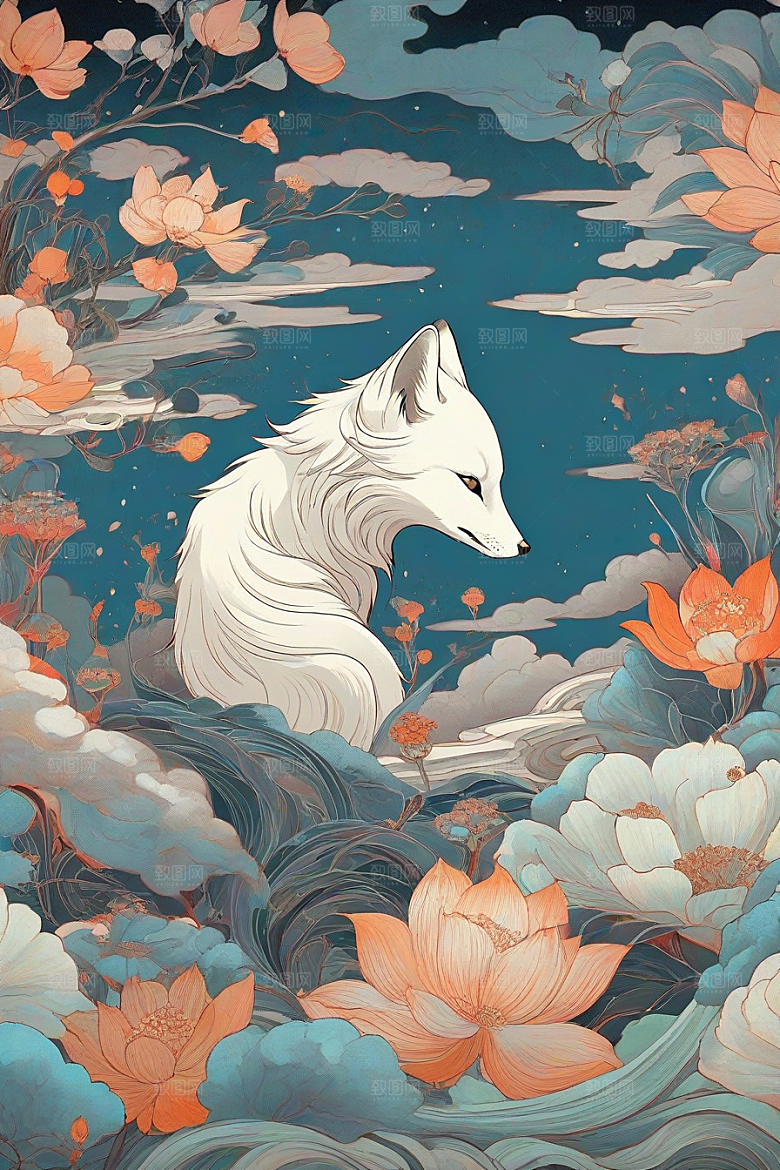 艺术的魅力中国白极地狐狸壁画赏析