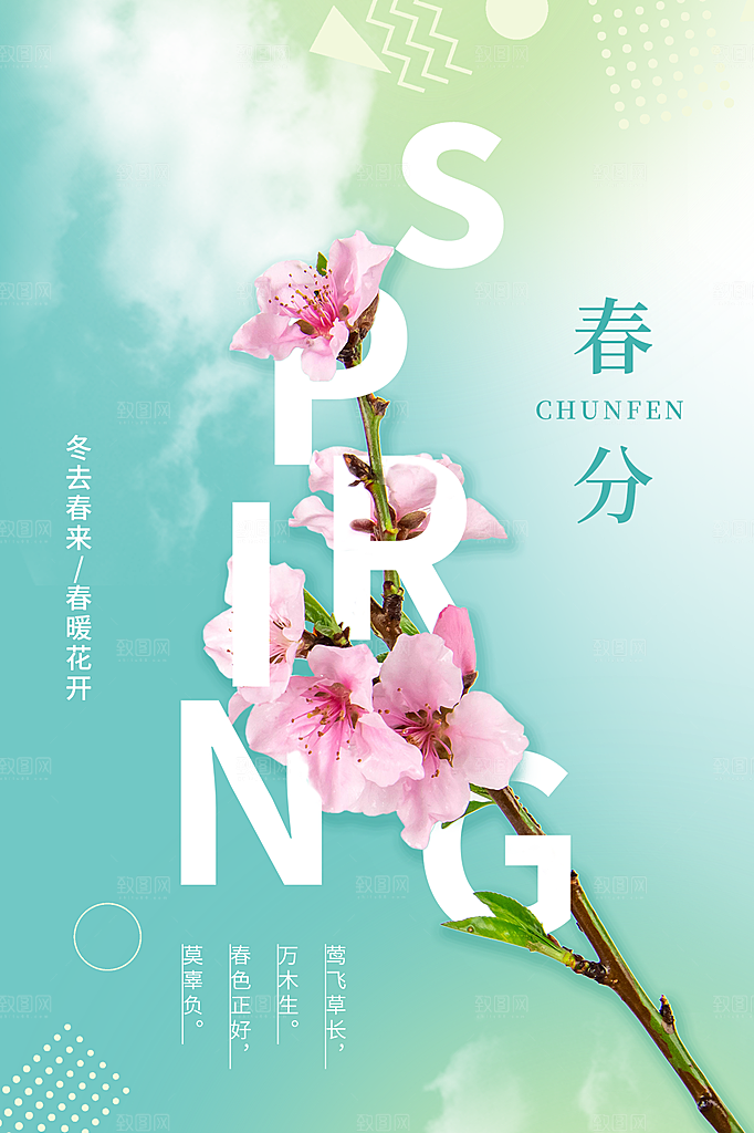 春分节气简约大气海报