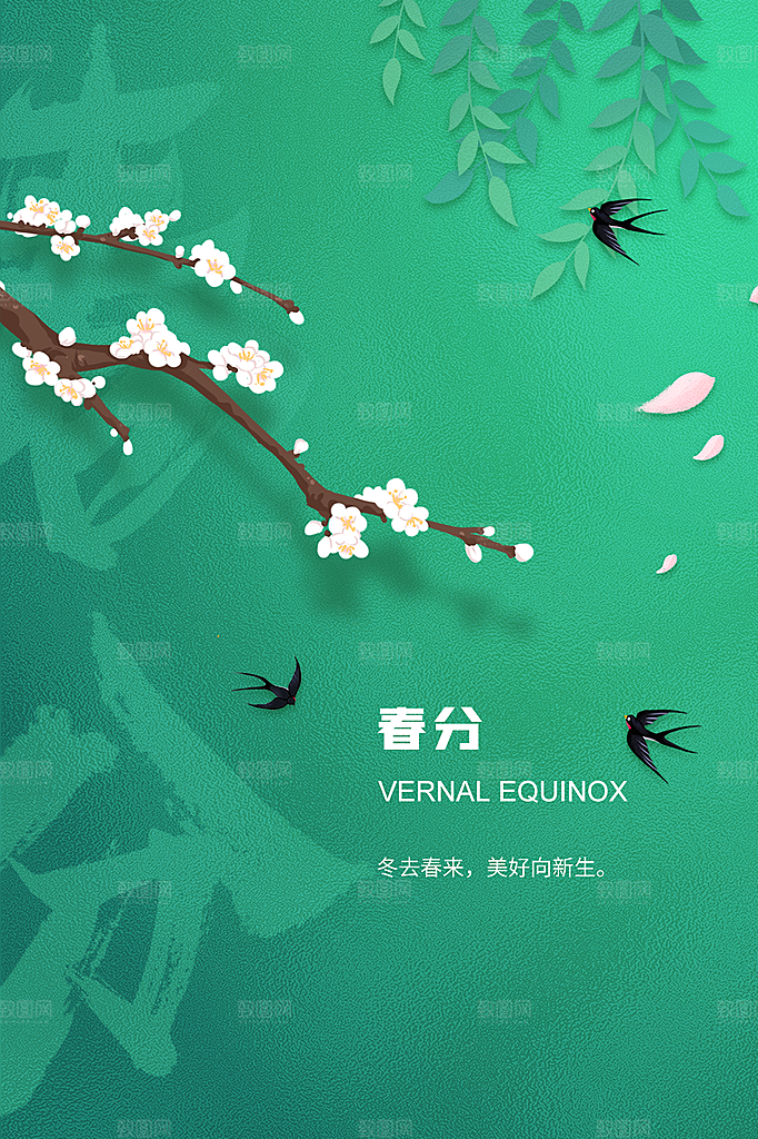 春分节气简约大气海报