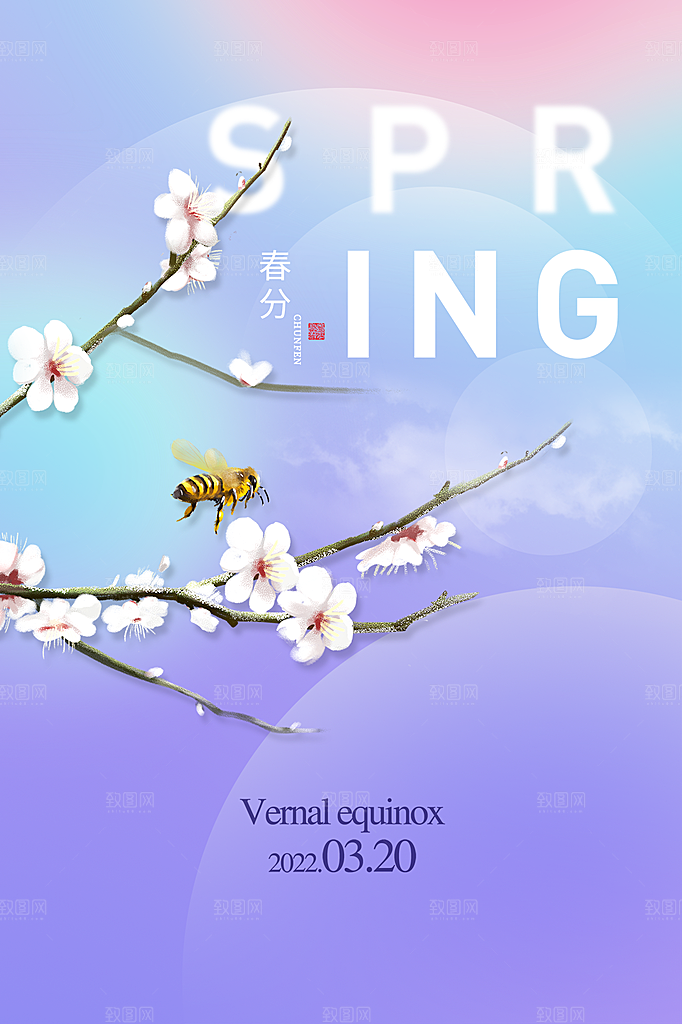 春分节气简约大气海报