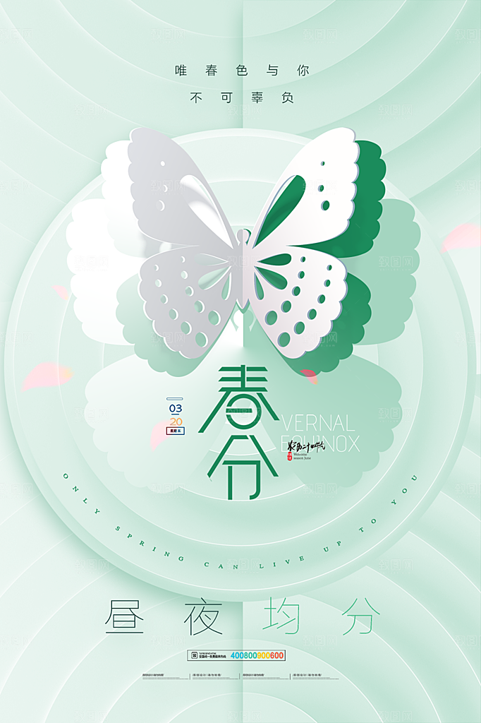 春分节气简约大气海报