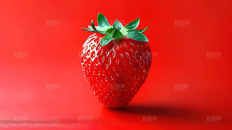草莓美味新鲜水果健康清新绿色特写