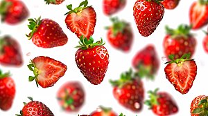 草莓绿色健康特写鲜甜清新水果新鲜