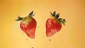 草莓绿色健康特写鲜甜清新水果新鲜