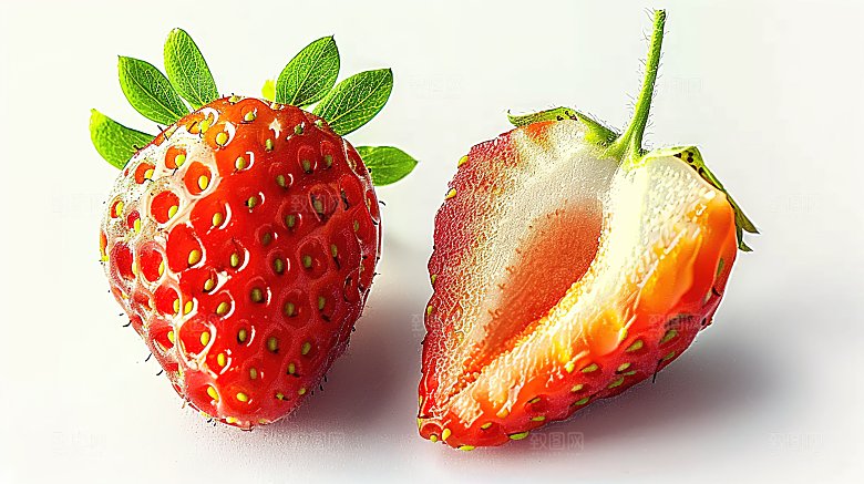 草莓绿色健康特写鲜甜清新水果新鲜