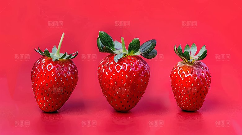 草莓绿色健康水果特写美味新鲜清新
