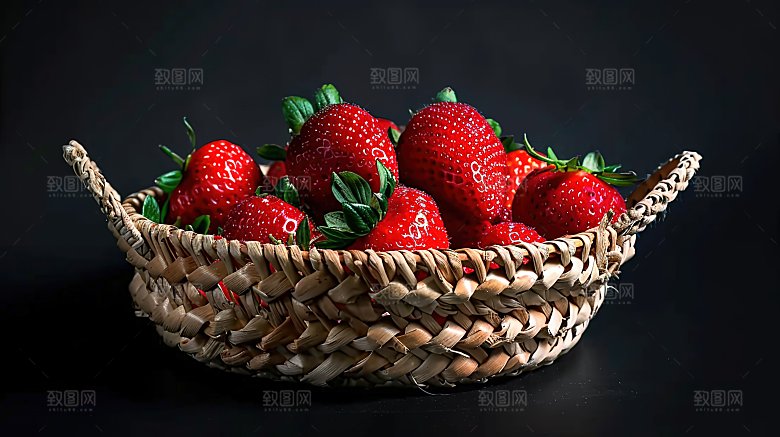 草莓绿色健康水果特写美味新鲜清新