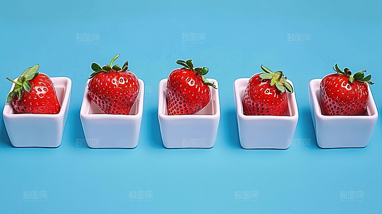 草莓绿色健康水果特写美味新鲜清新