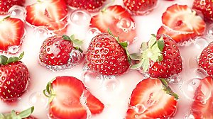 草莓绿色健康水果特写美味新鲜清新