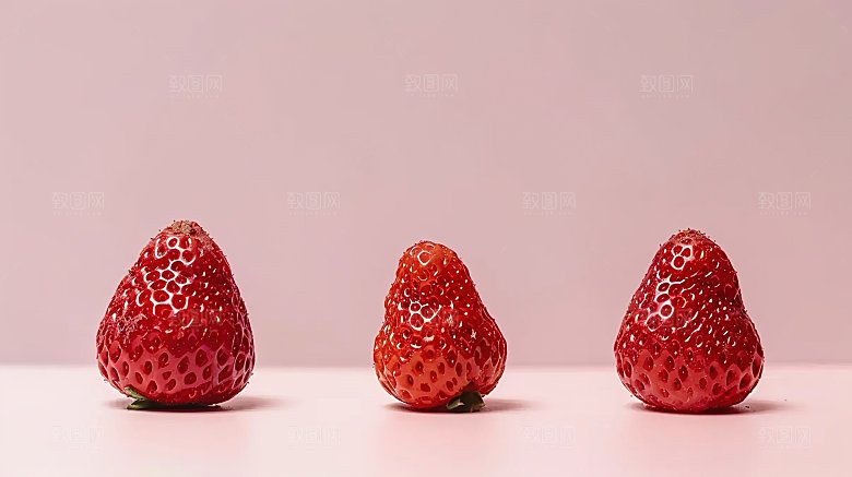 草莓红色鲜甜美味天然诱人红色水果健康新鲜