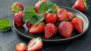 草莓红色鲜甜美味天然诱人红色水果健康新鲜