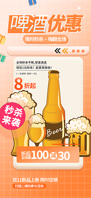 啤酒美食促销活动周年庆海报