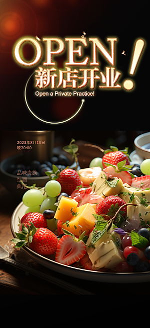 水果新店开业美食促销活动周年庆海报