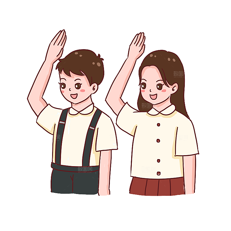 卡通儿童小学生少先队员敬礼行注目礼