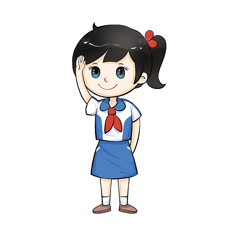 手绘卡通儿童小学生少先队员敬礼行注目礼