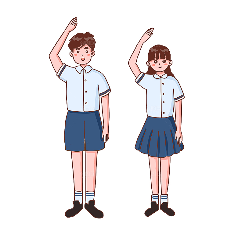 手绘卡通儿童小学生少先队员敬礼行注目礼