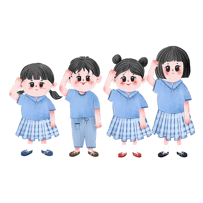 卡通儿童小学生少先队员敬礼行注目礼
