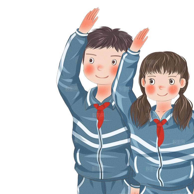 卡通儿童小学生少先队员敬礼行注目礼