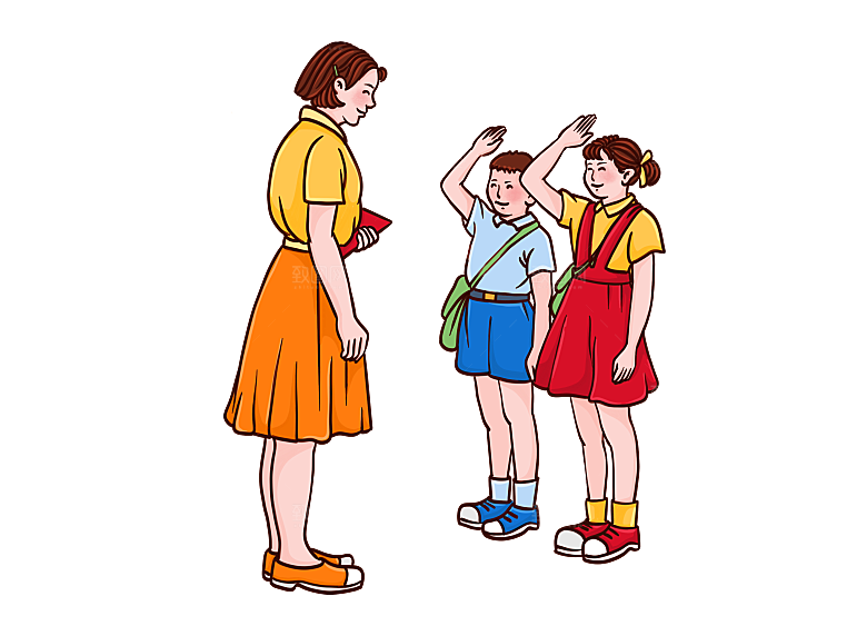 卡通儿童小学生少先队员敬礼行注目礼