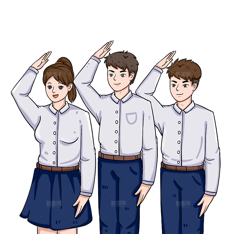 卡通儿童小学生少先队员敬礼行注目礼