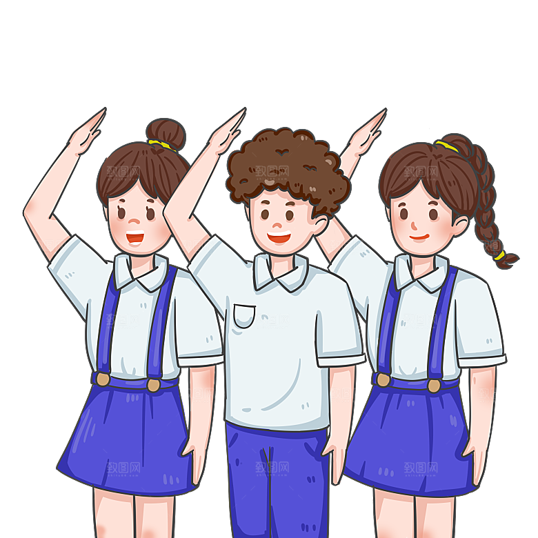 卡通儿童小学生少先队员敬礼行注目礼