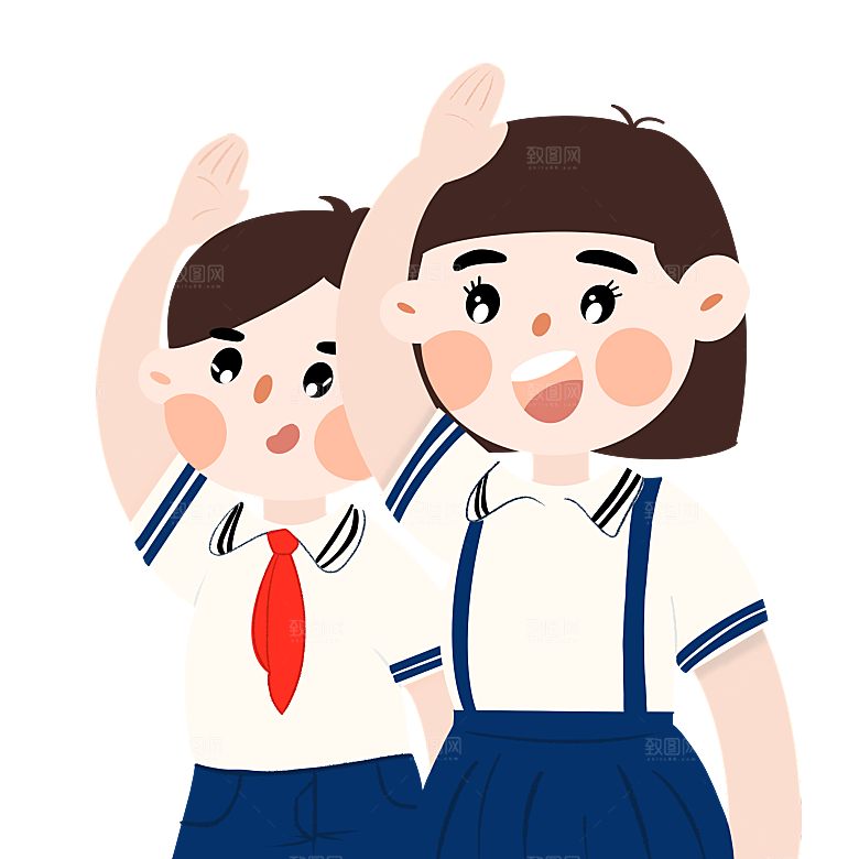 卡通儿童小学生少先队员敬礼行注目礼