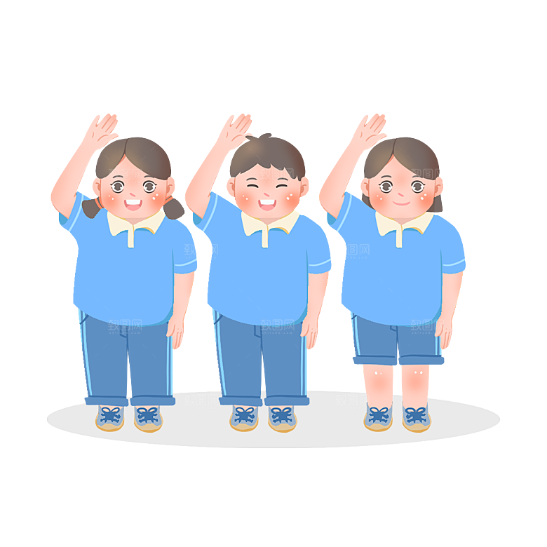 卡通儿童小学生少先队员敬礼行注目礼