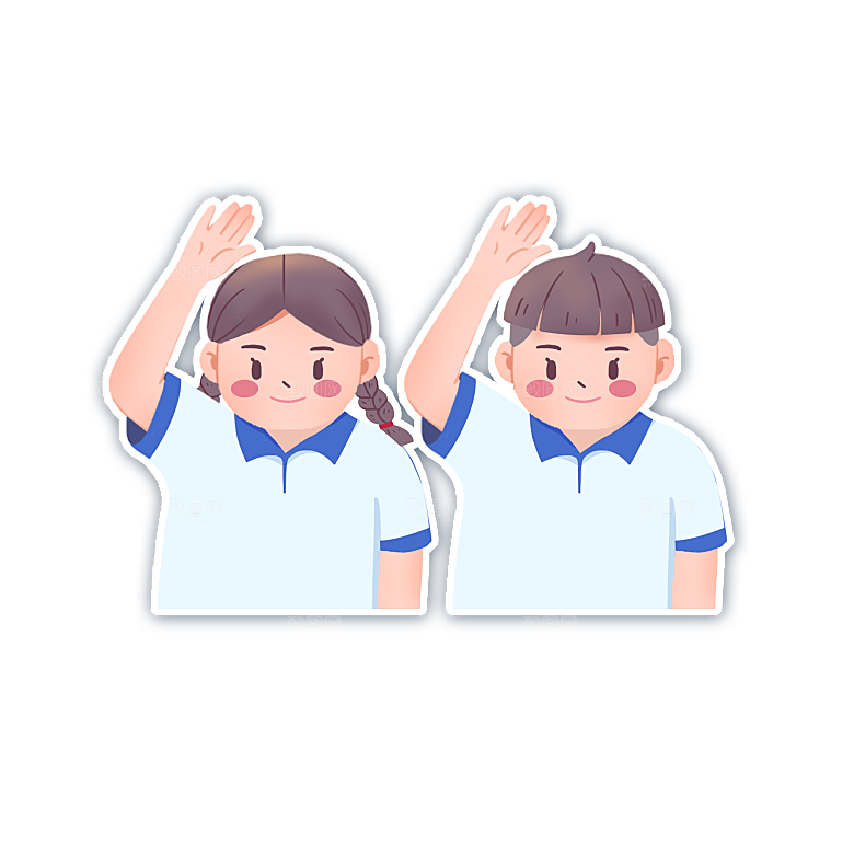 手绘卡通儿童小学生少先队员敬礼行注目礼