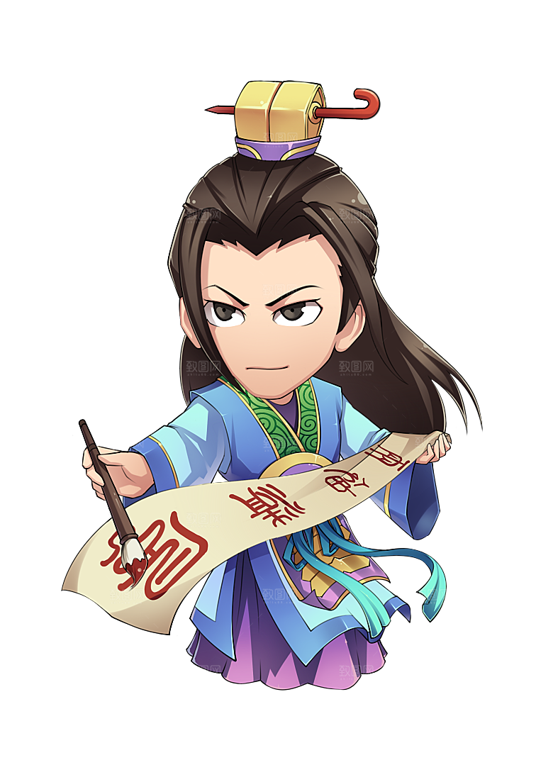 手绘Q版三国演义人物关羽张飞刘备角色