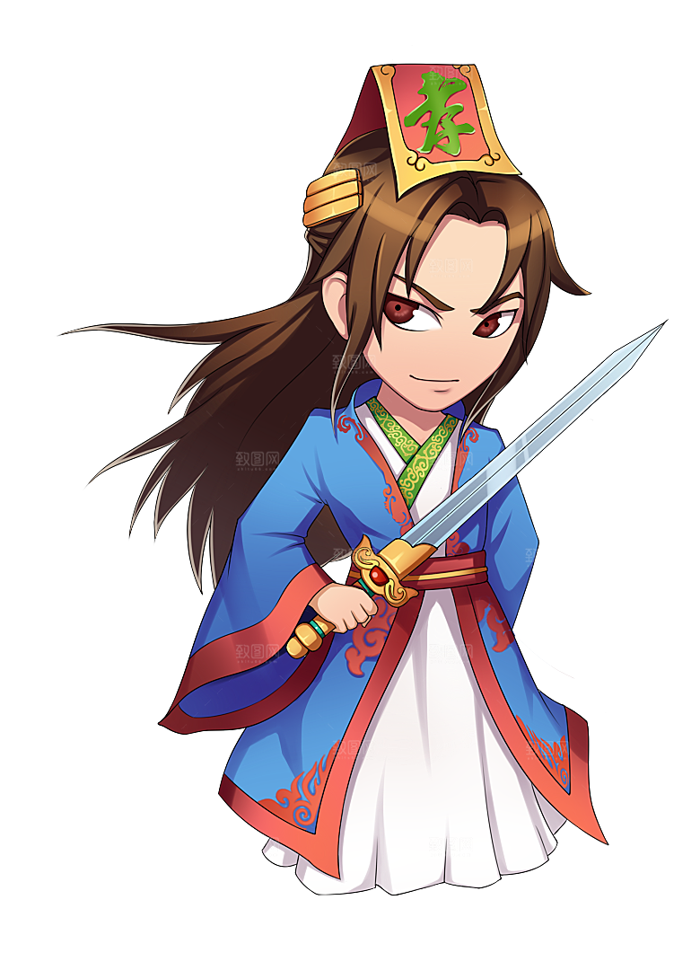 手绘Q版三国演义人物关羽张飞刘备角色
